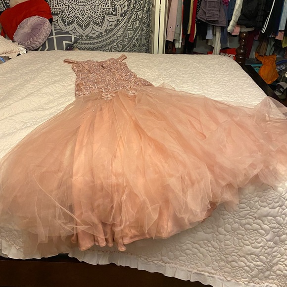 Pink Mermaid Style Rhinestone Prom Dress - Picture 5 of 10